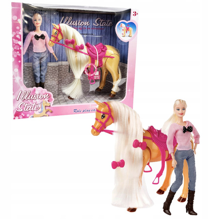 Zestaw lalka i chodzący koń KONIK DŹWIĘK chodzi baterie 30cm interaktywny