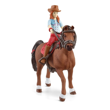Schleich 42539 ZESTAW KOŃ +FIGURKA HANNAH UZDA SIODŁO KASK KONIE HORSE CLUB