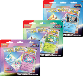 3w1 Pokemon Prismatic Evolutions naklejki Tech Sticker ORYGINALNE KARTY