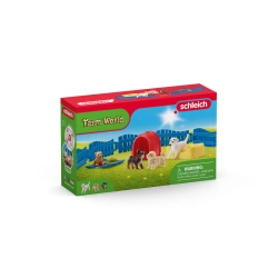 Schleich 42480 POKÓJ DLA PSÓW 4 FIGURKI pies psy miś ogrodzenie płot buda