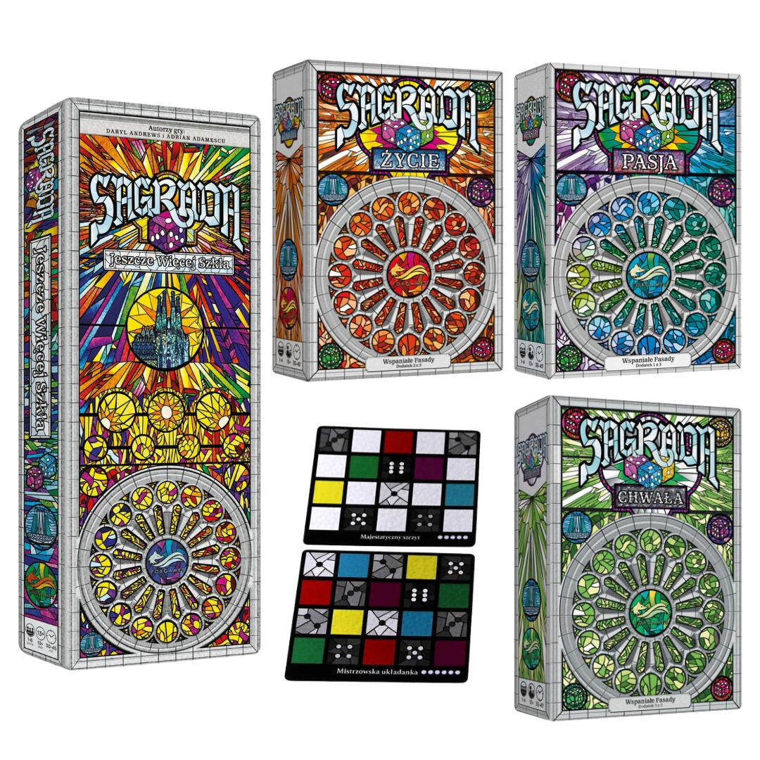 ZESTAW 5w1 SAGRADA dodatki Chwała Życie Pasja Więcej Szkła + 2 karty PROMO
