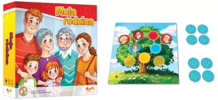 MOJA RODZINA gra planszowa dla dzieci przedszkole 3w1 DRZEWO +OBIAD +FESTYN