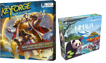 Keyforge zestaw startowy i Nimalia gra planszowa karciana rodzinna