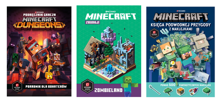 3w1 MINECRAFT PODRĘCZNIKI KSIĄŻKI +500 naklejek 192 STRONY ilustrowana PC