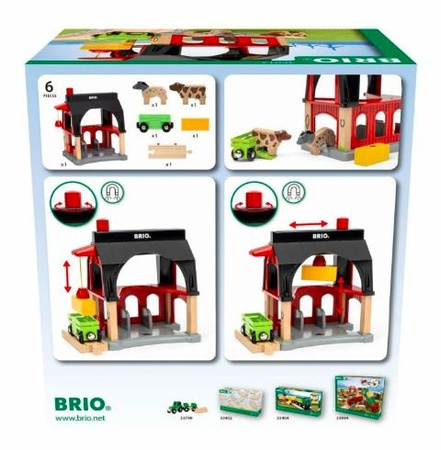 Brio Stodoła KLOCKI figurki 6w1 DREWNIANE stodoła wóz zwierzęta 3+