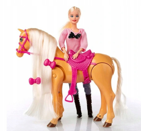 Zestaw lalka i chodzący koń KONIK DŹWIĘK chodzi baterie 30cm interaktywny