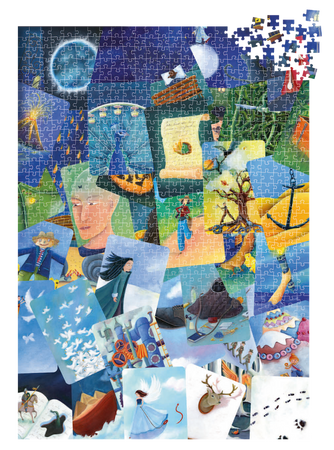 DIXIT MINI ROZSZERZENIE DODATEK KARTA PROMO do gra planszowa +PUZZLE 1000 Blue MishMash