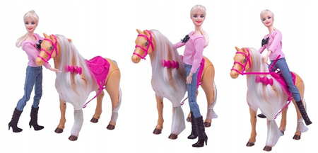 Zestaw lalka i chodzący koń KONIK DŹWIĘK chodzi baterie 30cm interaktywny