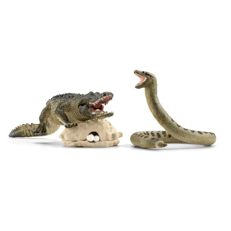 Schleich 42625 ZWIERZĘTA FIGURKI dla dzieci krokodyl wąż jajka jaja gniazdo