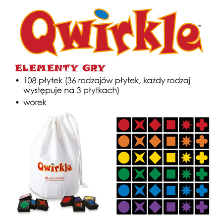 OUTLET QWIRKLE gra planszowa logiczna obrazkowe literaki domino LOGICZNA rodzinna
