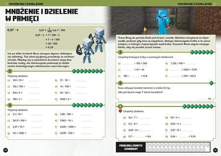 MATEMATYKA MEGA ZADANIA MINECRAFT zabawa i nauka książka dla dzieci 12+
