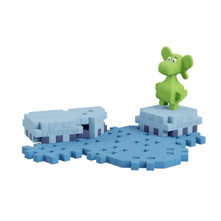 MARIOINEX ZESTAW KLOCKÓW WAFFLE Arktyka klocki mini wafle konstrukcyjne +figurka Dinozaur 25 elementów