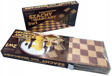 2w1 Szachy warcaby magnetyczne 25x25 cm plansza składana gra rodzinna