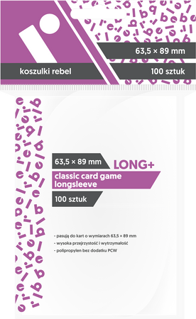 Koszulki DŁUGIE na karty Rebel 63,5x88 CCG LONG + 100 sztuk