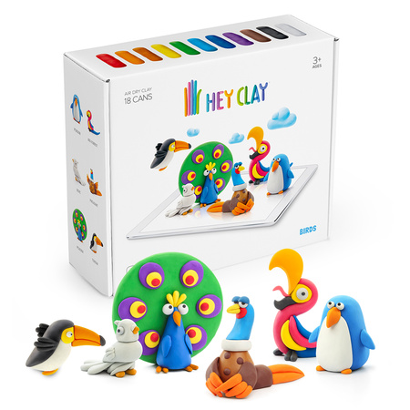 2w1 Hey Clay 2x MEGA ZESTAW DINOZAURY +PTAKI Masa Plastyczna 36 KUBECZKÓW