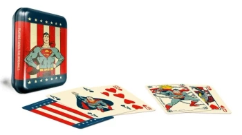 Karty do gry Superman w puszce METALOWEJ grafika VINTAGE USA ilustrowane