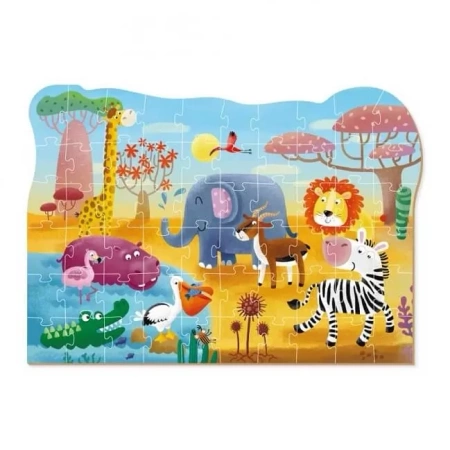PUZZLE EDUKACYJNE DLA DZIECI PUZLE BIOMY GORĄCA AFRYKA ZWIERZĘTA 60 el.