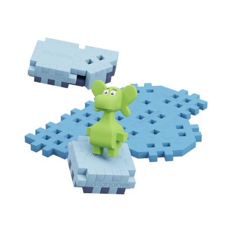 MARIOINEX ZESTAW KLOCKÓW WAFFLE Arktyka klocki mini wafle konstrukcyjne +figurka Dinozaur 25 elementów