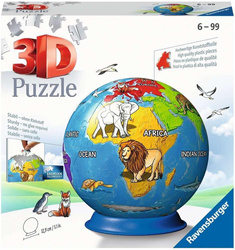 PUZZLE 3D DZIECINNY GLOBUS DLA DZIECI ZWIERZĘTA PUZLE RAVENSBURGER