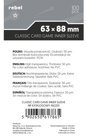 OUTLET Koszulki Perfect Fit na karty MtG Magic Pokemon Pro Inner Rebel 100 sztuk