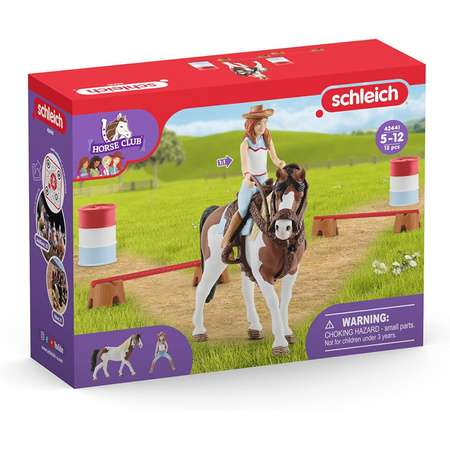 Schleich 42441 ZESTAW KOŃ +FIGURKA HANNA +UZDA SIODŁO PRZESZKODY HORSE CLUB