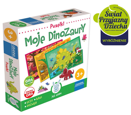 MOJE DINOZAURY gra planszowa dla małych dzieci puzzle puzelki EKOLOGICZNA