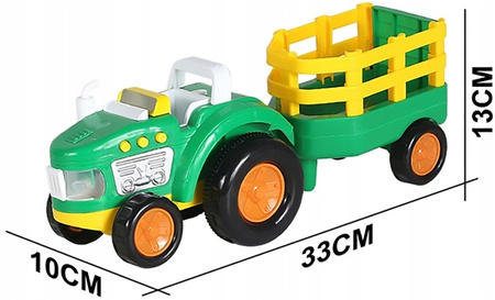 Traktor ciąnik z farmerem zwierzęta ŚWIATŁA DŹWIĘKI 33cm zabawa na wsi