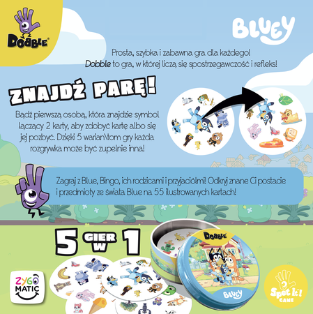 Dobble Bluey GRA PLANSZOWA karty doble dople karciana EKOLOGICZNA POLSKA