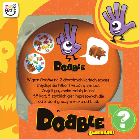 DOBBLE ZWIERZAKI GRA PLANSZOWA karty duża puszka doble karciana ORYGINALNA