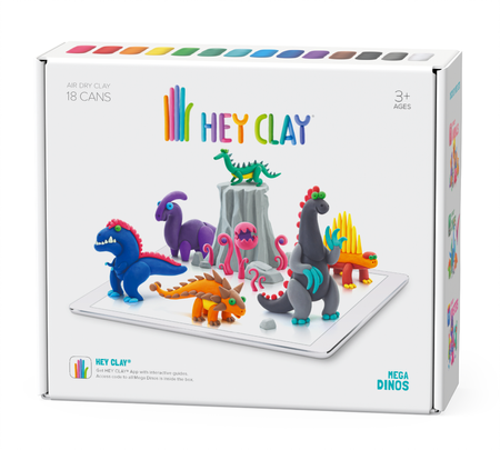 2w1 Hey Clay 2x MEGA ZESTAW DINOZAURY +PTAKI Masa Plastyczna 36 KUBECZKÓW