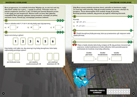MATEMATYKA MEGA ZADANIA MINECRAFT zabawa i nauka książka dla dzieci 12+