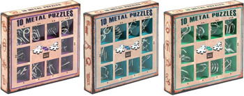 30 ŁAMIGŁÓWEK METALOWYCH niebieski + fioletowy + zielony zestaw Puzzles
