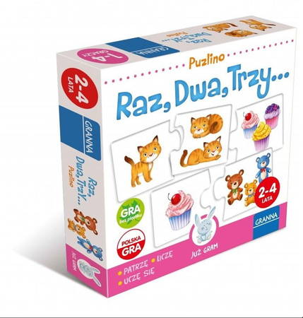 Raz Dwa Trzy gra planszowa edukacyjna nauka GRANNA puzzle 2el. edycja PL