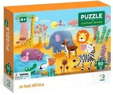 PUZZLE EDUKACYJNE DLA DZIECI PUZLE BIOMY GORĄCA AFRYKA ZWIERZĘTA 60 el.
