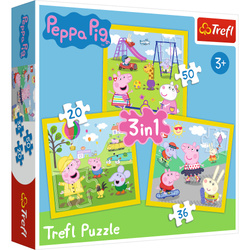 OUTLET PUZZLE 3w1 Wesoły dzień Świnki Peppy 34849 Trefl