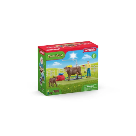 Schleich 42529 MYJNIA DLA ZWIERZĄT Figurki krowy ogrodzenie farma zestaw
