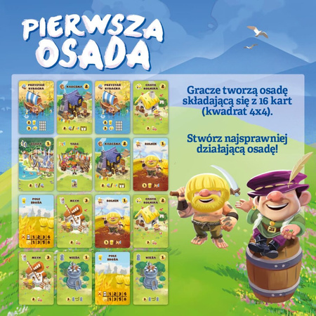 PIERWSZA OSADA gra karciana planszowa Nasza Księgarnia 8+