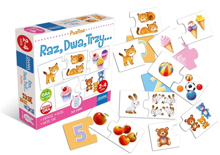 Raz Dwa Trzy gra planszowa edukacyjna nauka GRANNA puzzle 2el. edycja PL