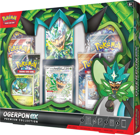 Ogerpon Ex PREMIUM Box Pokemon TCG karty ORYGINALNE DUŻY ZESTAW KART 6 boosterów