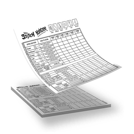 Yahtzee Stitch gra planszowa kościana KOŚCI poker ilustrowana bajka STICZ