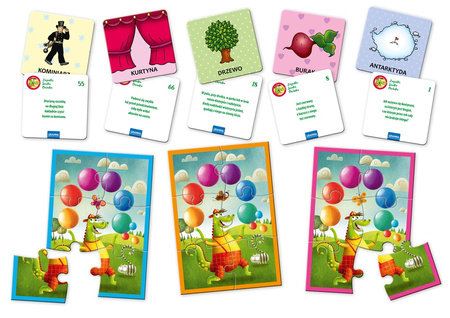 Zagadki smoka Obiboka zielone gra z zagadkami dla dzieci logiczne myślenie