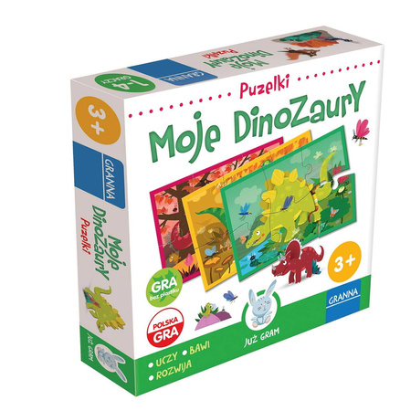 MOJE DINOZAURY gra planszowa dla małych dzieci puzzle puzelki EKOLOGICZNA