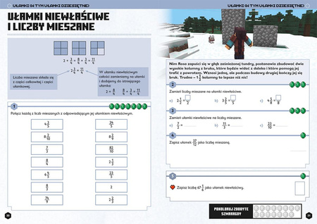 MATEMATYKA MEGA ZADANIA MINECRAFT zabawa i nauka książka dla dzieci 11+