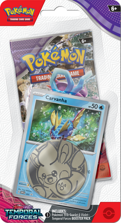 Carvanha karta +MONETA +booster karty Pokemon TCG Checklane Temporal Forces ORYGINALNE KARTY