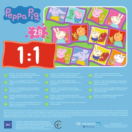 DOMINO ŚWINKA PEPPA markowa klasyczna gra planszowa dla przedszkola dzieci