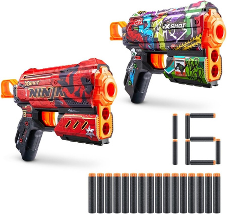 ZESTAW WYRZUTNI X-SHOT SKINS FLUX 2x pistolet +16x strzałki Graffiti +Ninja