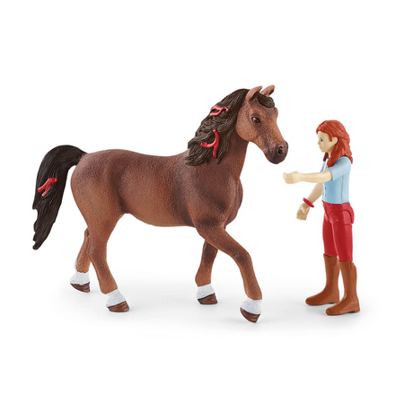 2x Schleich KOŃ 2x FIGURKA HANNAH LISA 2x UZDA SIODŁO KASK KONIE HORSE CLUB