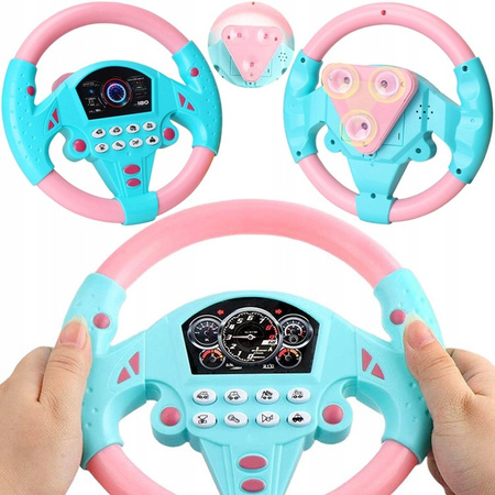 Zabawka kierownica z przyssawką różowa DŹWIĘKI karetka radiowóz straż