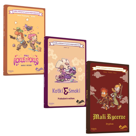 ZESTAW 3 GIER GW FOKSAL Mali Rycerze Dyplom Kotki i Smoki Mali Hokus Pokus