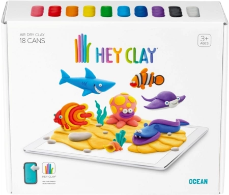 2w1 Hey Clay MEGA ZESTAW OCEAN PTAKI zwierzęta Masa Plastyczna 36 KUBECZKÓW